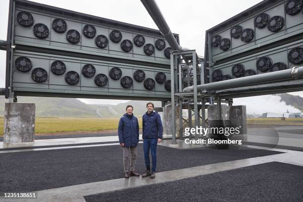 Christophe Gebald, left, and Jan Wurzbacher, co-founders and co-chief executive officers of Climeworks AG, at the 'Orca' direct air capture and...