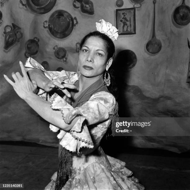 Flamenco dancer Carmen Amaya dances during her last recital in Paris, in January 1959.
