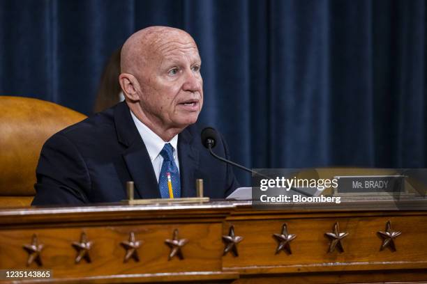 Representative Kevin Brady, a Republican from Texas and ranking member of the House Ways and Means Committee, speaks during a markup of the Build...