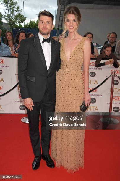 Joel Dommett and Hannah Cooper attend the National Television Awards 2021 at The O2 Arena on September 9, 2021 in London, England.