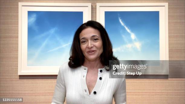 In this screengrab, Facebook COO Sheryl Sandberg speaks at the Step Up Together Digital Summit on September 09, 2021.