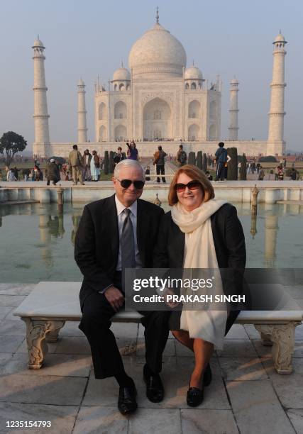 Defense Secretary Robert Gates poses with his wife Becky in front of the Taj Mahal in Agra on January 20, 2010. The Al-Qaeda network poses a serious...