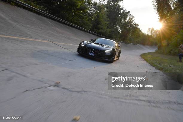 Valtteri Bottas , Mercedes-AMG Petronas Formula One Team with his new Mercedes-AMG Black Series on the old track with the steep turn at Monza during...