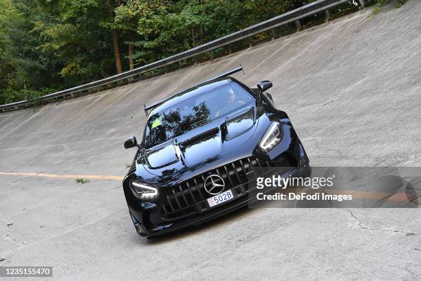 Valtteri Bottas , Mercedes-AMG Petronas Formula One Team with his new Mercedes-AMG Black Series on the old track with the steep turn at Monza during...