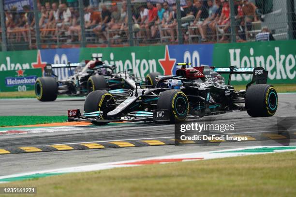 Valtteri Bottas , Mercedes-AMG Petronas Formula One Team, Lewis Hamilton during practice ahead of the F1 Grand Prix of Italy at Autodromo di Monza on...