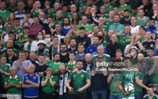 Belfast , United Kingdom - 8 September 2021; Jamal Lewis of Northern Ireland during the FIFA World Cup 2022 qualifying group C match between Northern...