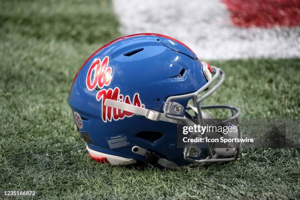 General view of the Mississippi Rebels helmet during the Chick-fil-A Kickoff Game between the Louisville Cardinals and the Ole Miss Rebels on...