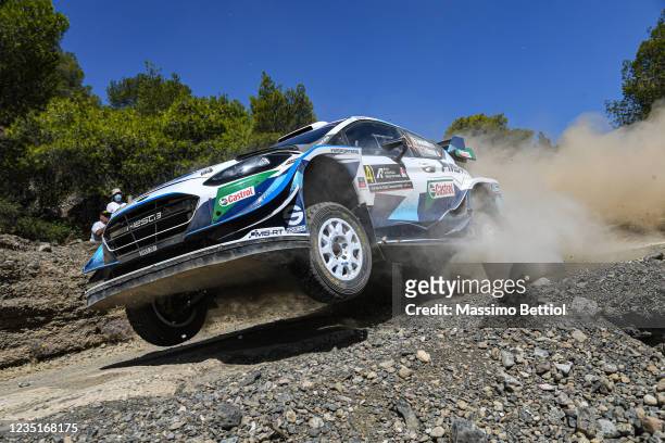 Gus Greensmith of Great Britain and Chris Patterson of Ireland compete with their M-Sport Ford WRT Ford Fiesta WRC during Day Two of the FIA World...