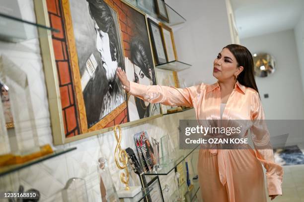 Afghan pop star Aryana Sayeed poses during an interview in Istanbul on September 8, 2021. - Afghan pop star Aryana Sayeed recalls asking her fiance...