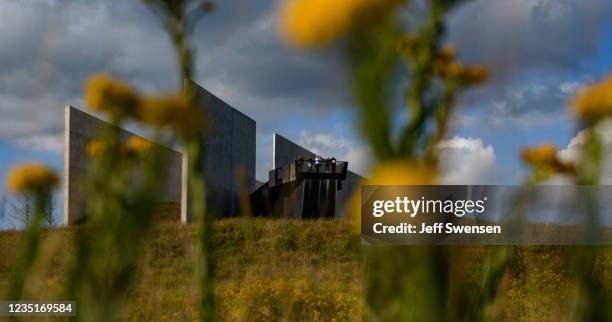 Visitors at the Flight 93 National Monument before the Luminaria Ceremony on September 10, 2021 in Shanksville, Pennsylvania. The Luminaria Ceremony...