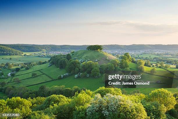 downham hill from uley bury. the cotswolds. gloucestershire. england. uk. - cotswolds stock pictures, royalty-free photos & images