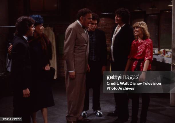Jay Fenichel, Ruth Manning, George S Irving, Charles Fleischer, Paul Provenza, Elissa Leeds appearing in the ABC tv series 'Blue Jeans', episode...