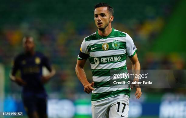 Pablo Sarabia of Sporting CP during the Liga Bwin match between Sporting CP and FC Porto at Estadio Jose Alvalade on September 11, 2021 in Lisbon,...