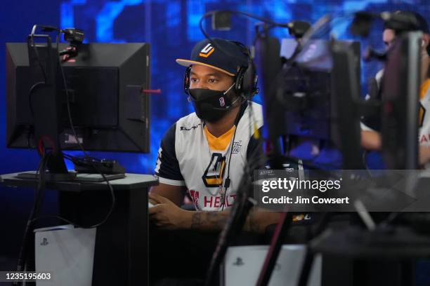 Yeah I Compete of the Jazz Gaming looks on during the game against the Blazers Gaming during the 2021 NBA 2K League Playoffs on August 26, 2021 in...