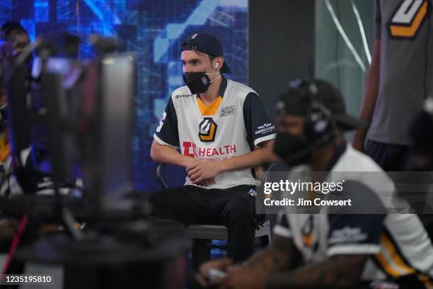 GetOnMyLevel of the Jazz Gaming looks on during the game against the Blazers Gaming during the 2021 NBA 2K League Playoffs on August 26, 2021 in...