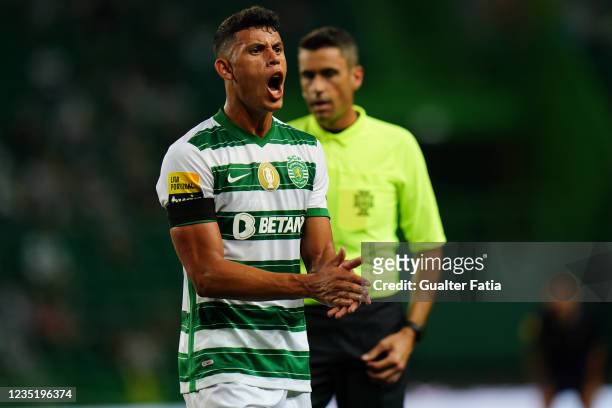 Matheus Nunes of Sporting CP during the Liga Bwin match between Sporting CP and FC Porto at Estadio Jose Alvalade on September 11, 2021 in Lisbon,...