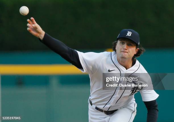 Casey Mize of the Detroit Tigers pitches against the Tampa Bay Rays during the second inning at Comerica Park on September 11 in Detroit, Michigan.