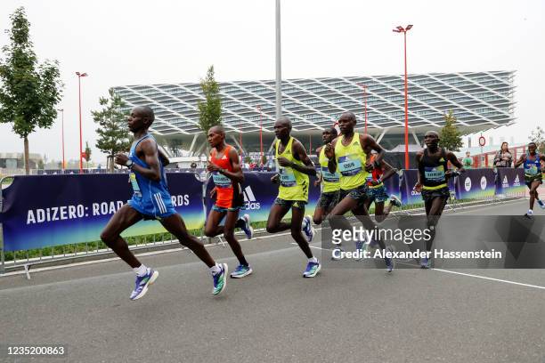 Abel Kipchumba of Kenya on his way to win the ADIZERO: ROAD TO RECORDS Half Marathon in a world leading and personal best time of 58:48 at adidas HQ...