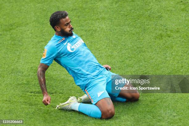 Midfielder Wendel of FC Zenit reacts during Russian Premier League match FC Zenit v FC Akhmat on September 11 at Zenit Arena in Saint Petersburg,...