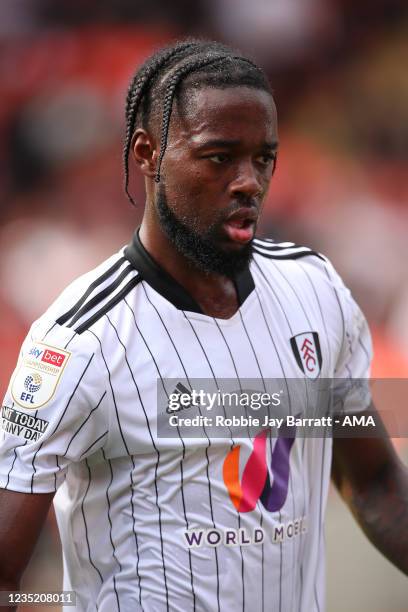 Joshua Onomah of Fulham during the Sky Bet Championship match between Blackpool and Fulham at Bloomfield Road on September 11, 2021 in Blackpool,...