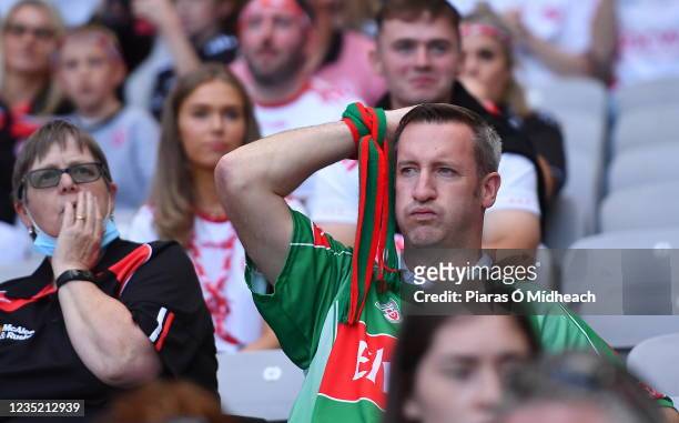 Dublin , Ireland - 11 September 2021; A Mayo supporter during the GAA Football All-Ireland Senior Championship Final match between Mayo and Tyrone at...