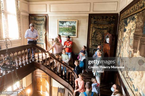 The managing director of the Foundation 'les Amis du château de Rixensart' Charles-Adrien de Merode shows his castle during the heritage days on...
