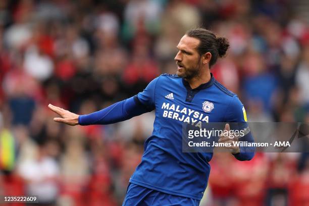 Sean Morrison of Cardiff City during the Sky Bet Championship match between Nottingham Forest and Cardiff City at City Ground on September 11, 2021...