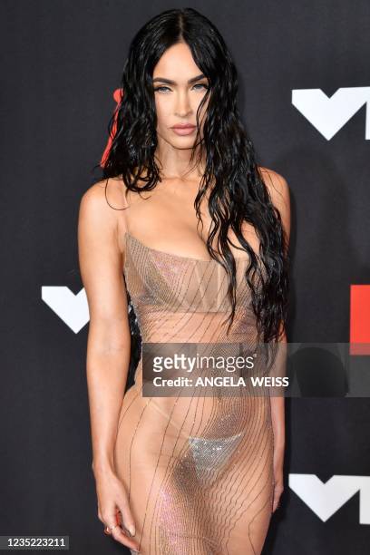 Actress Megan Fox arrives for the 2021 MTV Video Music Awards at Barclays Center in Brooklyn, New York, September 12, 2021.