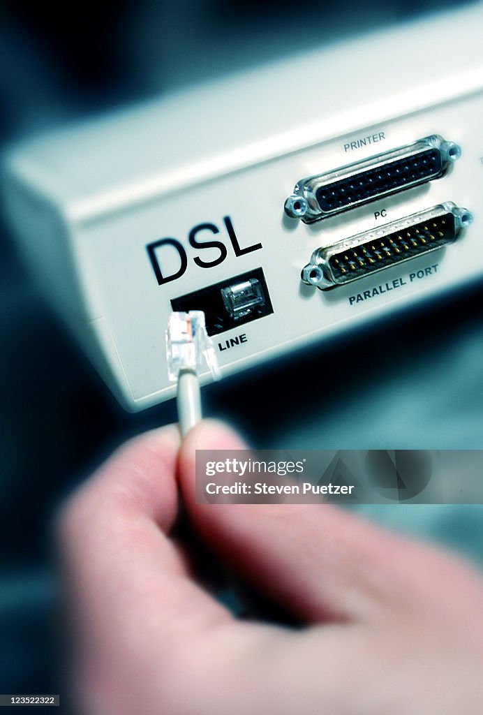 Back of DSL computer modem connection