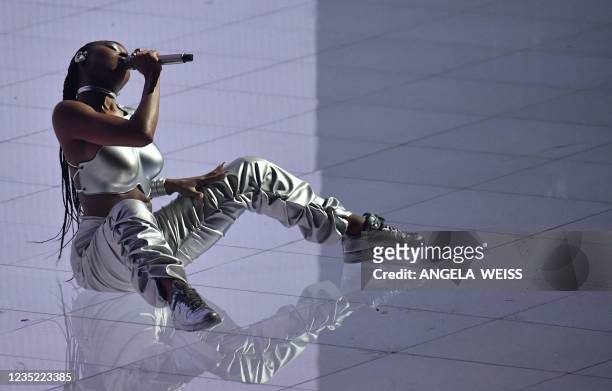 Singer Normani performs on stage during the 2021 MTV Video Music Awards at Barclays Center in Brooklyn, New York, September 12, 2021.