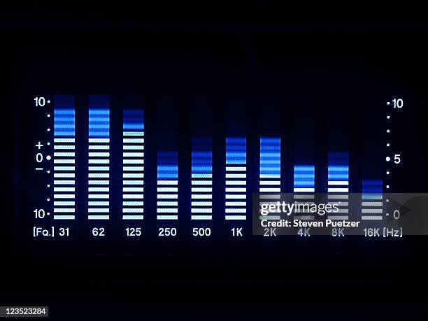 graphic equalizer led lights - sound mixer stock pictures, royalty-free photos & images