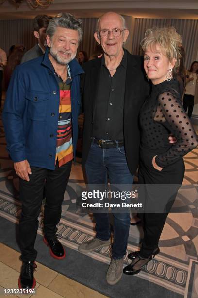 Andy Serkis, Christopher Lloyd and Lorraine Ashbourne attend a drinks reception at Corinthia London ahead of the opening night performance of "Back...