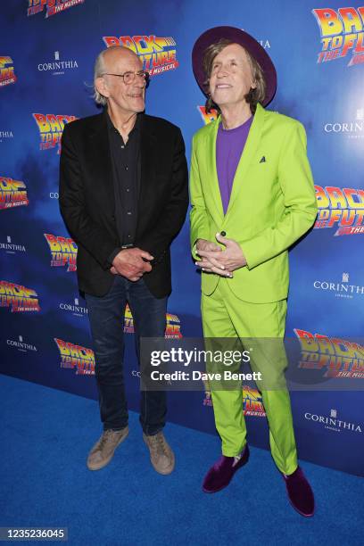 Christopher Lloyd and Glen Ballard attend the opening night performance of "Back To The Future: The Musical" at The Adelphi Theatre on September 13,...