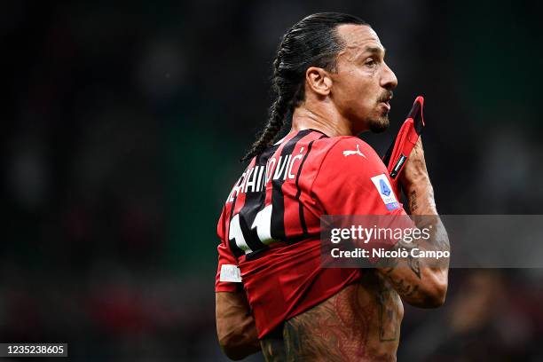 Zlatan Ibrahimovic of AC Milan looks on at the end of the Serie A football match between AC Milan and SS Lazio. AC Milan won 2-0 over SS Lazio.