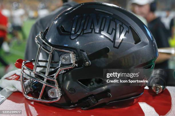 Rebels helmet during the college football game between the UNLV Rebels and the Arizona State Sun Devils on September 11, 2021 at Sun Devil Stadium in...