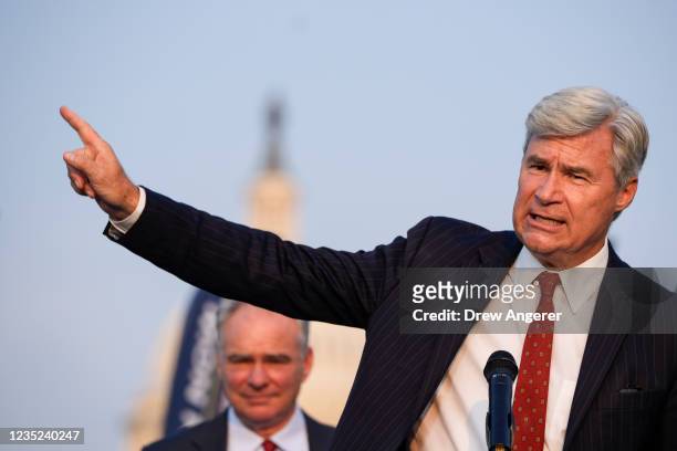 Sen. Sheldon Whitehouse speaks during a rally about climate change issues near the U.S. Capitol on September 13, 2021 in Washington, DC. The League...