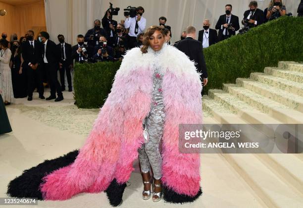 Tennis player Serena Williams arrives for the 2021 Met Gala at the Metropolitan Museum of Art on September 13, 2021 in New York. - This year's Met...