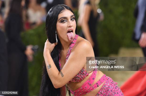 Lourdes Leon, daughter of singer Madonna, arrives for the 2021 Met Gala at the Metropolitan Museum of Art on September 13, 2021 in New York. - This...