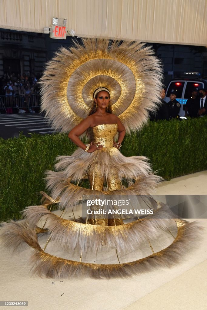 SomaliUS fashion model Iman arrives for the 2021 Met Gala at the SomaliUS fashion model Iman arrives for the 2021 Met Gala at the