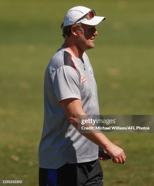 Chris Grant of the Bulldogs is seen during the Western Bulldogs training session at Mineral Resources Park on September 14, 2021 in Perth, Australia.