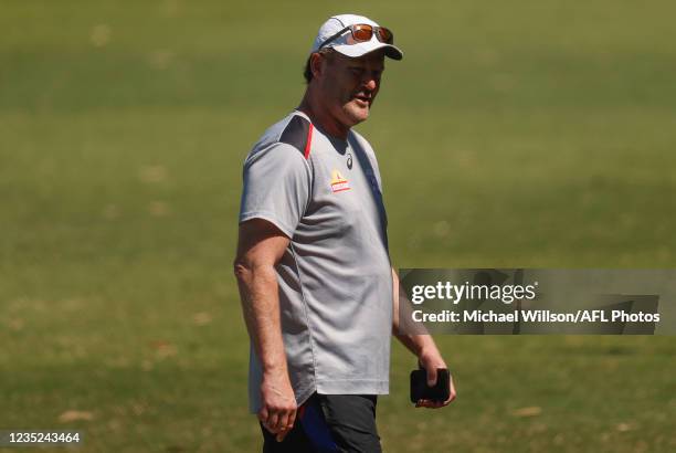 Chris Grant of the Bulldogs is seen during the Western Bulldogs training session at Mineral Resources Park on September 14, 2021 in Perth, Australia.