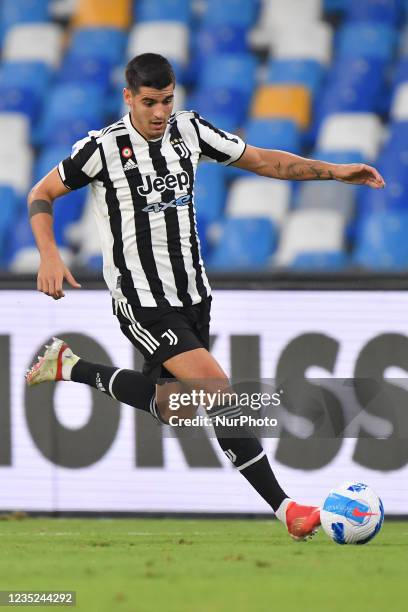 Juventus' forward Alvaro Morata during the Italian football Serie A match SSC Napoli vs Juventus FC on September 11, 2021 at the Diego Armando...