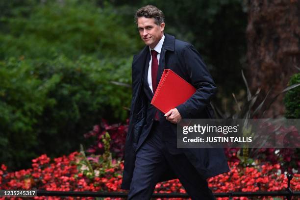 Britain's Education Secretary Gavin Williamson arrives to attend the weekly cabinet meeting at 10 Downing Street in London on September 14, 2021