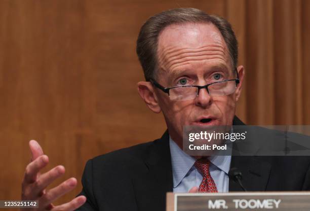Senator Pat Toomey questions Gary Gensler, Chair of the U.S. Securities and Exchange Commission, before a Senate Banking, Housing, and Urban Affairs...