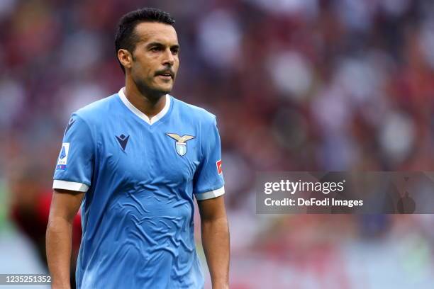 Pedro Rodriguez Ledesma of SS Lazio look on during the Serie A match between AC Milan and SS Lazio at Stadio Giuseppe Meazza on September 12, 2021 in...