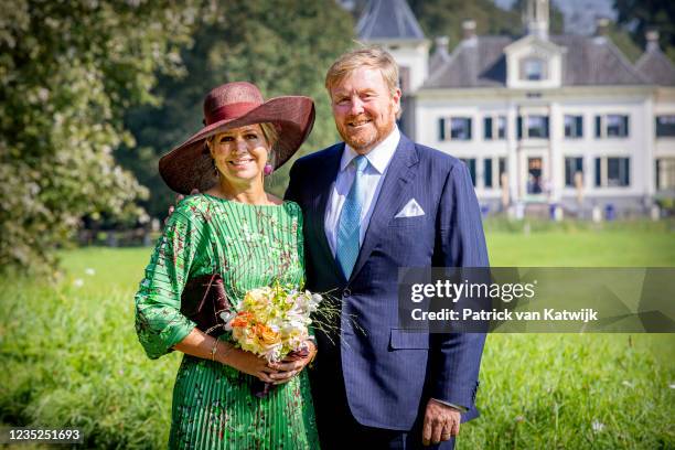 King Willem-Alexander of The Netherlands and Queen Maxima of The Netherlands visit castle De Haere on September 14, 2021 in Olst-Wijhe, Netherlands....