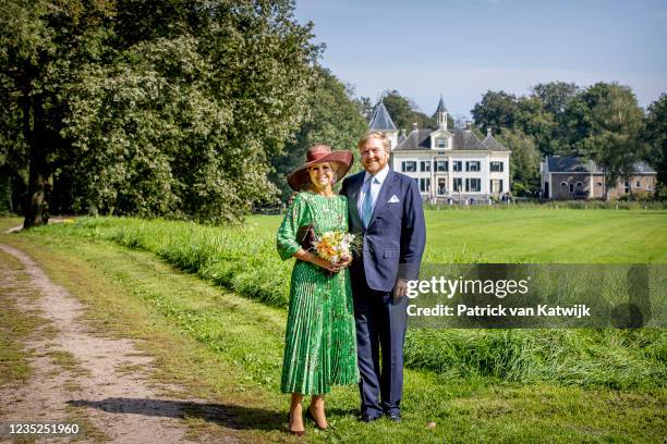 King Willem-Alexander of The Netherlands and Queen Maxima of The Netherlands visit castle De Haere on September 14, 2021 in Olst-Wijhe, Netherlands....