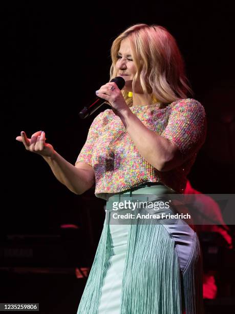Beatrice Egli performs live on stage during a concert at the Tempodrom on September 14, 2021 in Berlin, Germany.