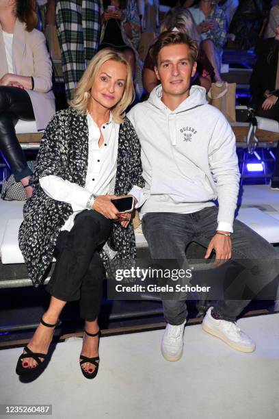Dr. Sigrid Streletzki and her son Maxime Streletzki attend the Guido Maria Kretschmer show during the ABOUT YOU Fashion Week Autumn/Winter 21 at...