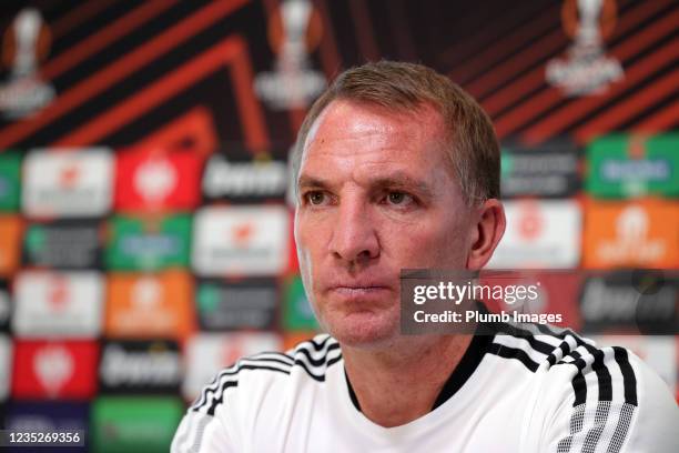 Leicester City Manager Brendan Rodgers during the Leicester City press conference at Leicester City Training Ground, Seagrave on September 15, 2021...